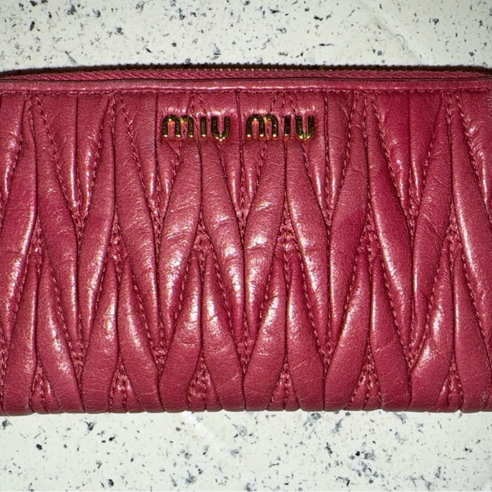 Miu Miu Red Quilted Leather Wallet